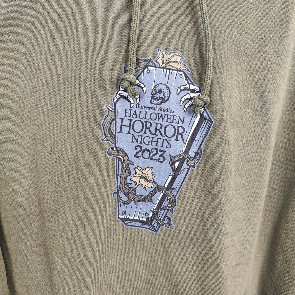 Universal Studios Halloween Horror Nights Hoodie Small Olive Green‎ 2023 FLAW - Picture 4 of 9